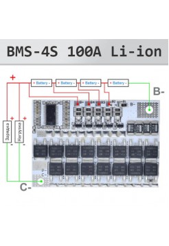 BMS 4S Li-ion 100A плата защиты с балансировкой